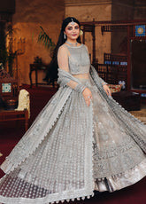 Silsila By Saad Shaikh X Meeral Embroidered Net 3 Piece Unstitched Suit SSK25SF D-SHEHWAR